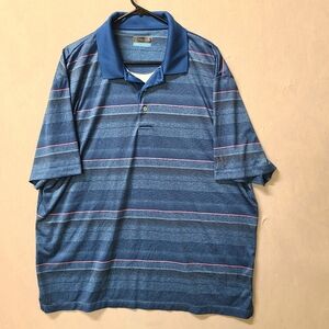 PGA Tour XXL Men’s  Golf Polo Striped 100% Polyester Collared Short Sleeve Multi
